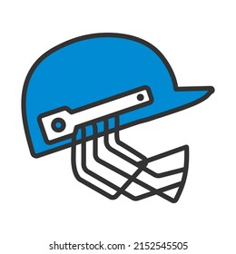 Icono del Casco de Cricket. Contorno de negrita editable con diseño de relleno de color. Ilustración vectorial.