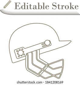 Icono del Casco de Cricket. Diseño sencillo de Stroke modificable. Ilustración vectorial.