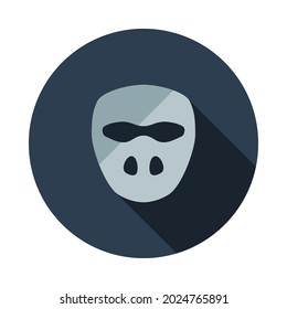Cricket Helmet Icon. Flat Circle Stencil Design With Long Shadow. Vector Illustration.