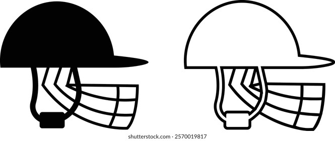 Cricket helmet icon set. Cricket game vector collection isolated on transparent background. cricket tournament man protection elements template. vintage for clubs and team. Sports sign for web app