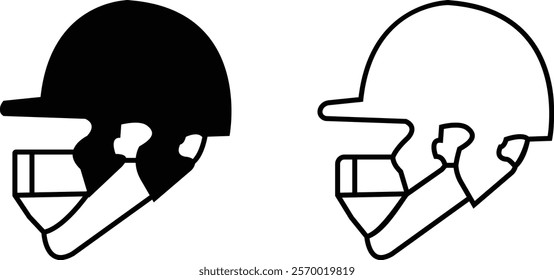 Cricket helmet icon set. Cricket game vector collection isolated on transparent background. cricket tournament man protection elements template. vintage for clubs and team. Sports sign for web app