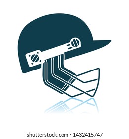 Cricket Helmet Icon. Shadow Reflection Design. Vector Illustration.