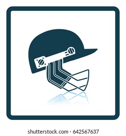 Cricket helmet icon. Shadow reflection design. Vector illustration.