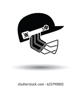 Cricket helmet icon. White background with shadow design. Vector illustration.