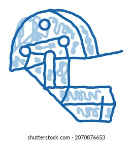 Cricket Helmet sketch icon vector. Hand drawn blue doodle line art Cricket Helmet sign. isolated symbol illustration