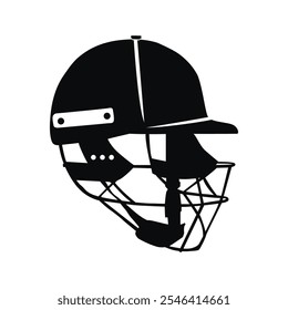 Cricket Helmet Vector Clip Art Outline Silhouette Set. Cricket Sport Helmet Minimal Isolated, Illustration Vector Collection.
