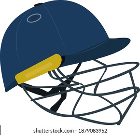 Casco de críquet, ilustración, vector de fondo blanco.