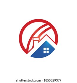 Cricket home vector logo design. Cricket place logo concept.