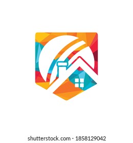 Cricket home vector logo design. Cricket place logo concept.