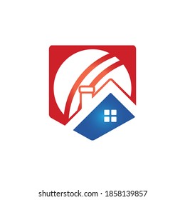 Cricket home vector logo design. Cricket place logo concept.