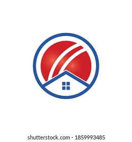 Cricket home vector logo design. Cricket place logo concept.	