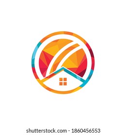 Diseño del logo del vector del cricket. Concepto del logo del lugar de críquet.	