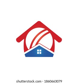 Cricket home vector logo design. Cricket place logo concept.	