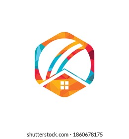 Cricket home vector logo design. Cricket place logo concept.	