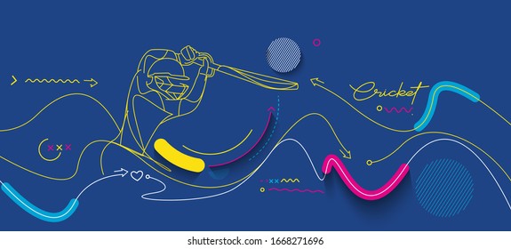 Cricket horizontal banner batsman championship background. Use for cover, poster, template, brochure, decorated, flyer, banner.