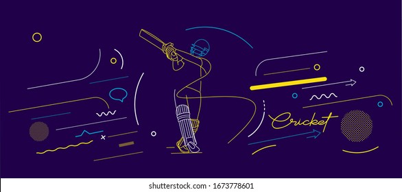 Cricket horizontal banner batsman championship background. Use for cover, poster, template, brochure, decorated, flyer, banner.