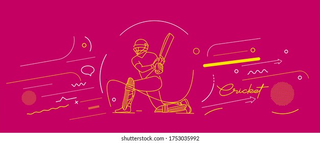 Cricket horizontal banner batsman championship background. Use for cover, poster, template, brochure, decorated, flyer, banner.