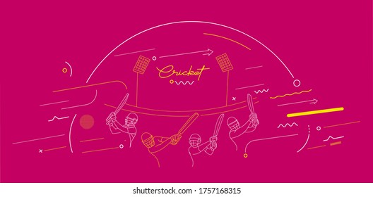 Cricket horizontal banner batsman championship background. Use for cover, poster, template, brochure, decorated, flyer, banner.