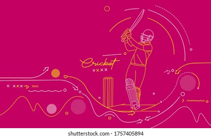 Cricket horizontal banner batsman championship background. Use for cover, poster, template, brochure, decorated, flyer, banner.