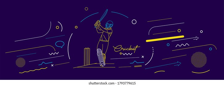 Cricket horizontal banner batsman championship background. Use for cover, poster, template, brochure, decorated, flyer, banner.