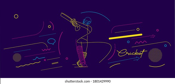 Cricket horizontal banner batsman championship background. Use for cover, poster, template, brochure, decorated, flyer, banner.