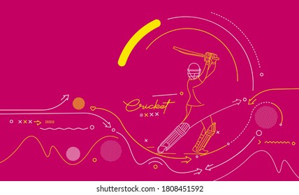 Cricket horizontal banner batsman championship background. Use for cover, poster, template, brochure, decorated, flyer, banner.