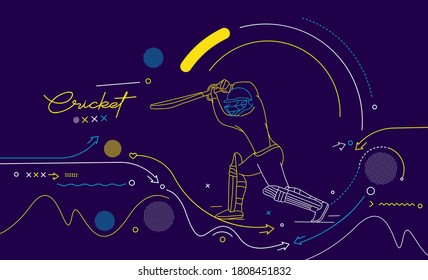 Cricket horizontal banner batsman championship background. Use for cover, poster, template, brochure, decorated, flyer, banner.