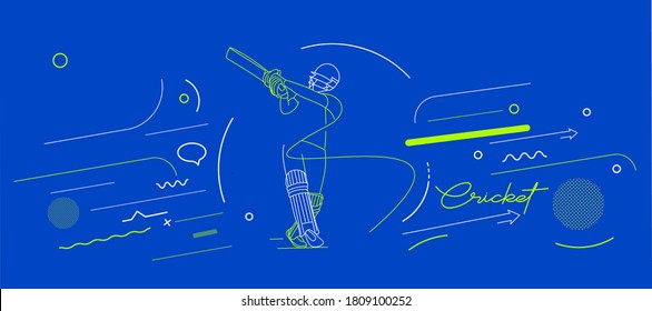 Cricket horizontal banner batsman championship background. Use for cover, poster, template, brochure, decorated, flyer, banner.