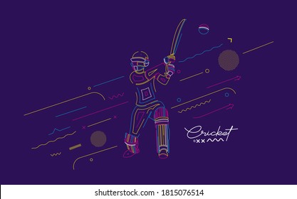 Cricket horizontal banner batsman championship background. Use for cover, poster, template, brochure, decorated, flyer, banner.