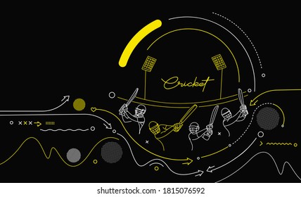 Cricket horizontal banner batsman championship background. Use for cover, poster, template, brochure, decorated, flyer, banner.