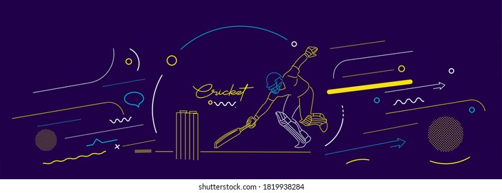 Cricket horizontal banner batsman championship background. Use for cover, poster, template, brochure, decorated, flyer, banner.
