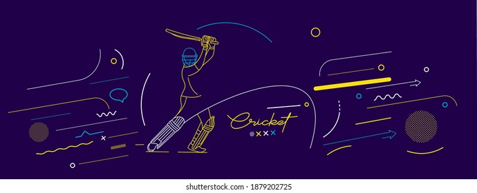 Cricket horizontal banner batsman championship background. Use for cover, poster, template, brochure, decorated, flyer, banner.