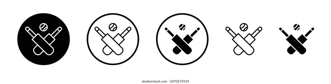 Cricket icon collection. Cricket bat and ball vector icon. Cricket game symbol.