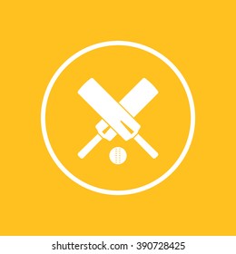 Cricket icon, crossed cricket bats, vector illustration