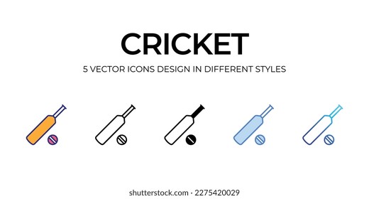 cricket Icon Design in Five style with Editable Stroke. Line, Solid, Flat Line, Duo Tone Color, and Color Gradient Line. Suitable for Web Page, Mobile App, UI, UX and GUI design.