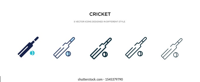 cricket icon in different style vector illustration. two colored and black cricket vector icons designed in filled, outline, line and stroke style can be used for web, mobile, ui