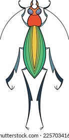 Cricket icon. Green summer animal. Decorative bug