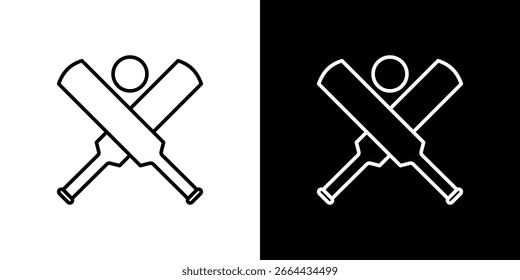 Cricket icon in line shapes, thin line design vector illustration