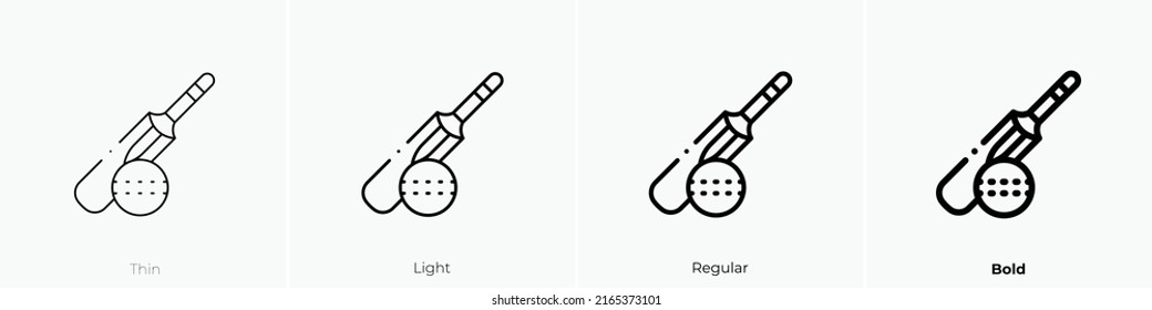 icono del cricket. Signo de estilo lineal aislado en fondo blanco. Ilustración vectorial.