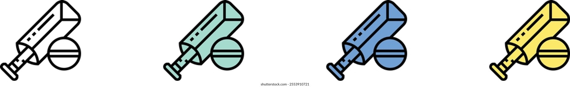 cricket icon. Outline, Green, Blue and Yellow Style Design Isolated On White Background
