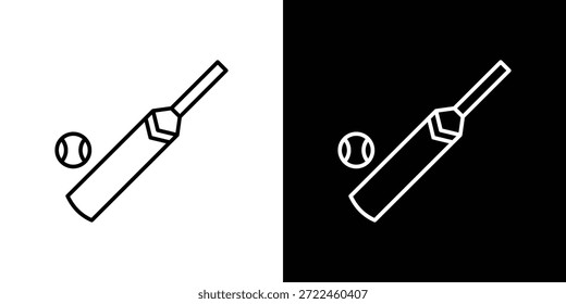 Cricket-Symbolkontur und linearer Vektor. Gliederungssymbol und Illustration