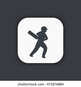 Cricket icon, player with bat, batsman