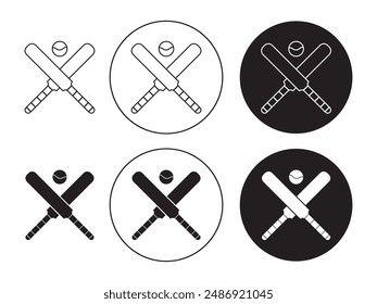 Cricket icon set. crossed cricket bat and ball icon set, Cricket bat and ball vector icon. Cricket game symbol.