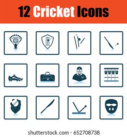 Cricket icon set. Shadow reflection design. Vector illustration.