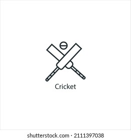 Cricket icon thin line stock illustration.Sports icon with name. Famous sports icon