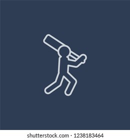 Cricket icon. Trendy flat vector line Cricket icon on dark blue background from sport collection. 
