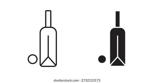 Ícone de críquete. Ilustração vetorial, plana e traçada