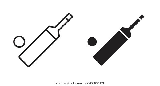 Cricket icons of black colored in various styles
