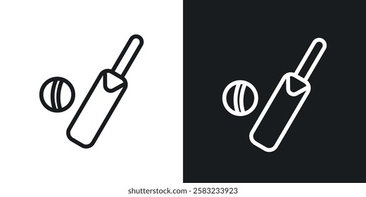 Cricket icons in black and white liner strokes for web design.