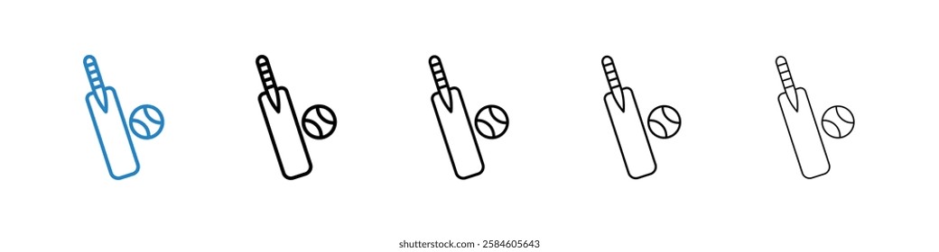 Cricket icons in five different stroke sizes